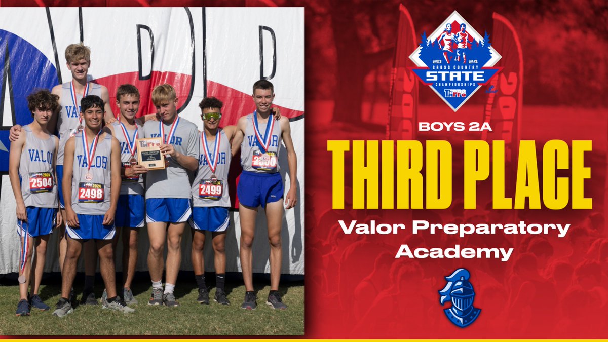 Congratulations to Valor Preparatory Academy, your TAPPS 2024 Cross Country 2A Boys 3rd Place State Team!!
