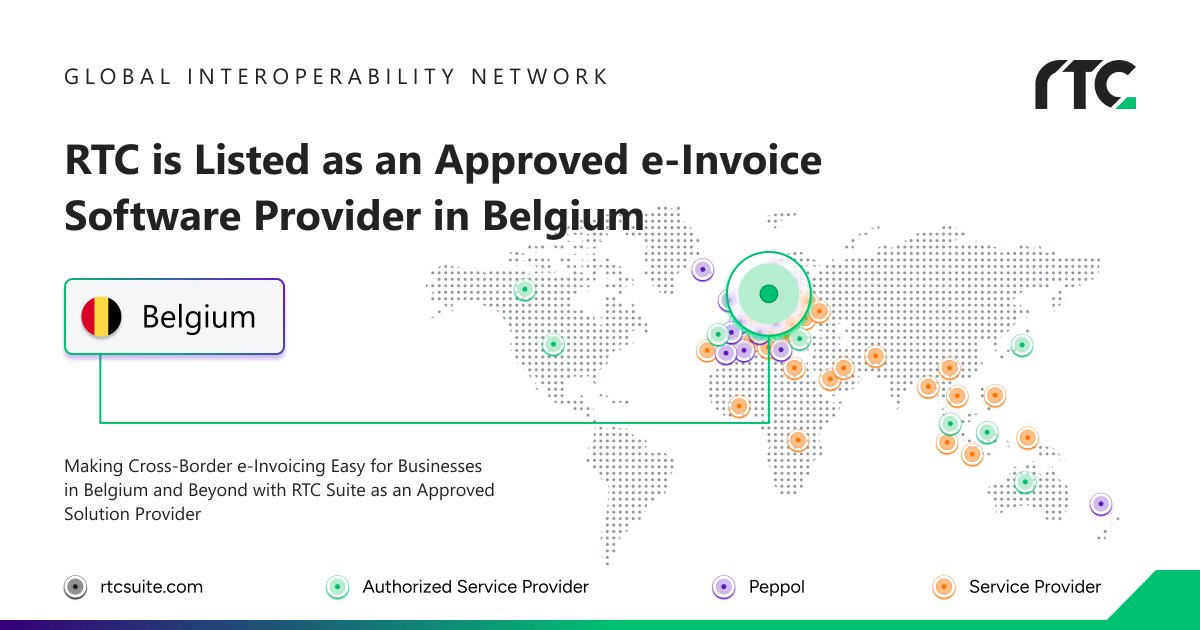 RTC_Suite's tweet image. 🌟 Exciting news! RTC is now an approved e-Invoice provider in 🇧🇪 Belgium, helping businesses simplify cross-border compliance and support global trade with RTC Suite! 🌍💼

#EInvoicing #RTCSuite #Compliance #Belgium