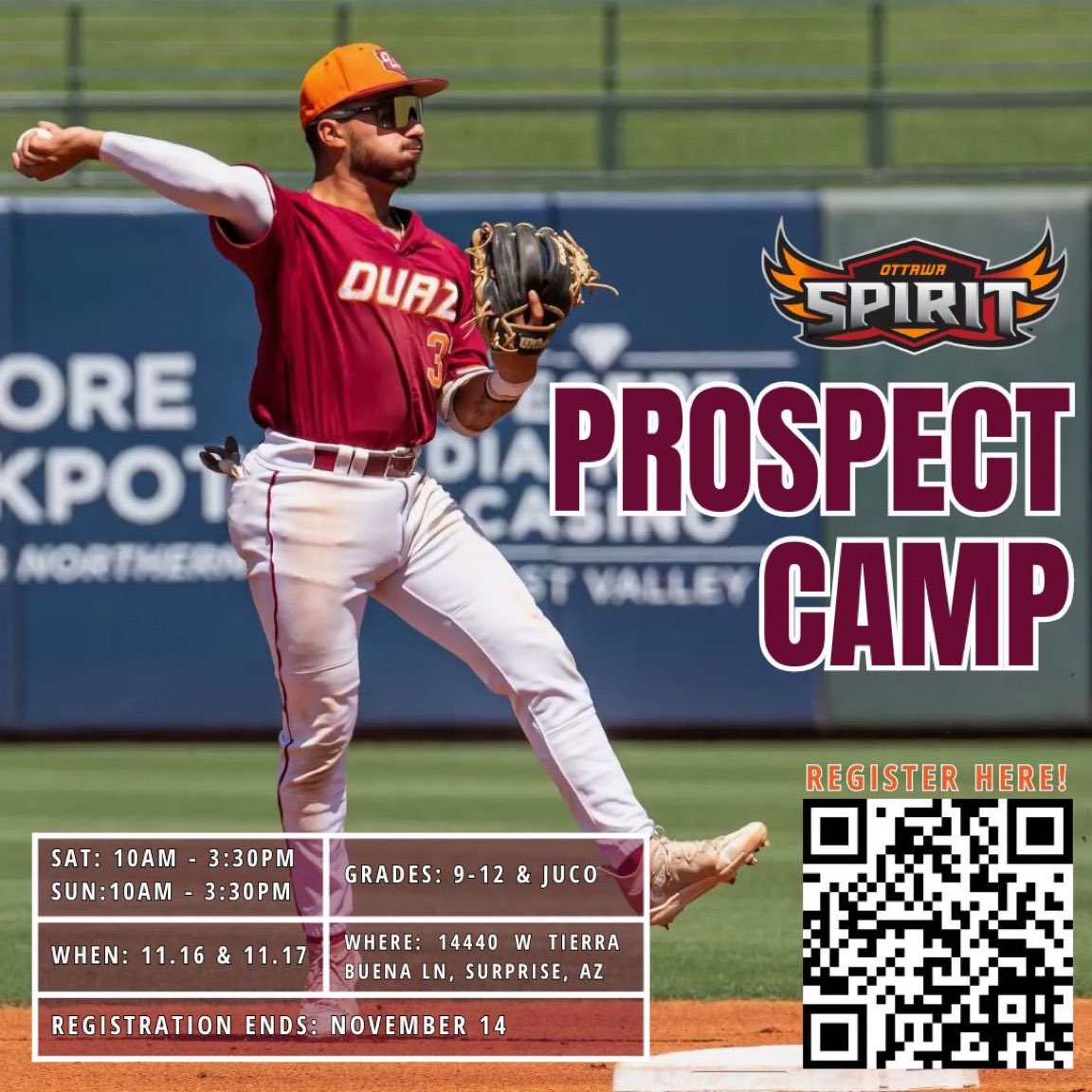 Our first Prospect Camp is coming up two weeks from this Saturday (November 16th &amp; 17th). This is the best way to get in front of our coaching staff and show out. Currently recruiting ‘25s, ‘26s, ‘27s, and JUCO players. We look forward to seeing you there!