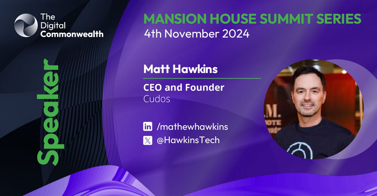 🌥️ <a href="/CUDOS_/">CUDOS</a> will be starting the new month with some swag 😎

Our founder/CEO <a href="/HawkinsTech/">Matt Hawkins</a>, will be speaking at the Mansion House Summit on November 4th🗣️

 Insights on the transformative power of #CUDOS in the digital economy wil be shared 

 INTERESTED?👉 lu.ma/nwktubeo