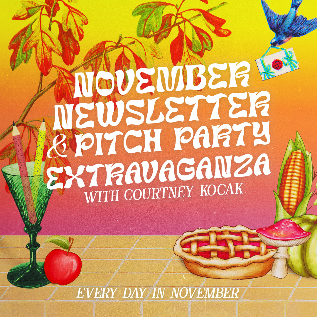 courtneykocak's tweet image. 🎉 Ready to take your writing game up a notch? Past Pitch Party students hit 22K-50K words &amp;amp; landed bylines in HuffPost! 💥 Don’t miss out on the November cohort! 

Sign up: courtneykocak.com/teaching

Use code PARTY for $100 off 🥳

#amwriting #newslettertips
