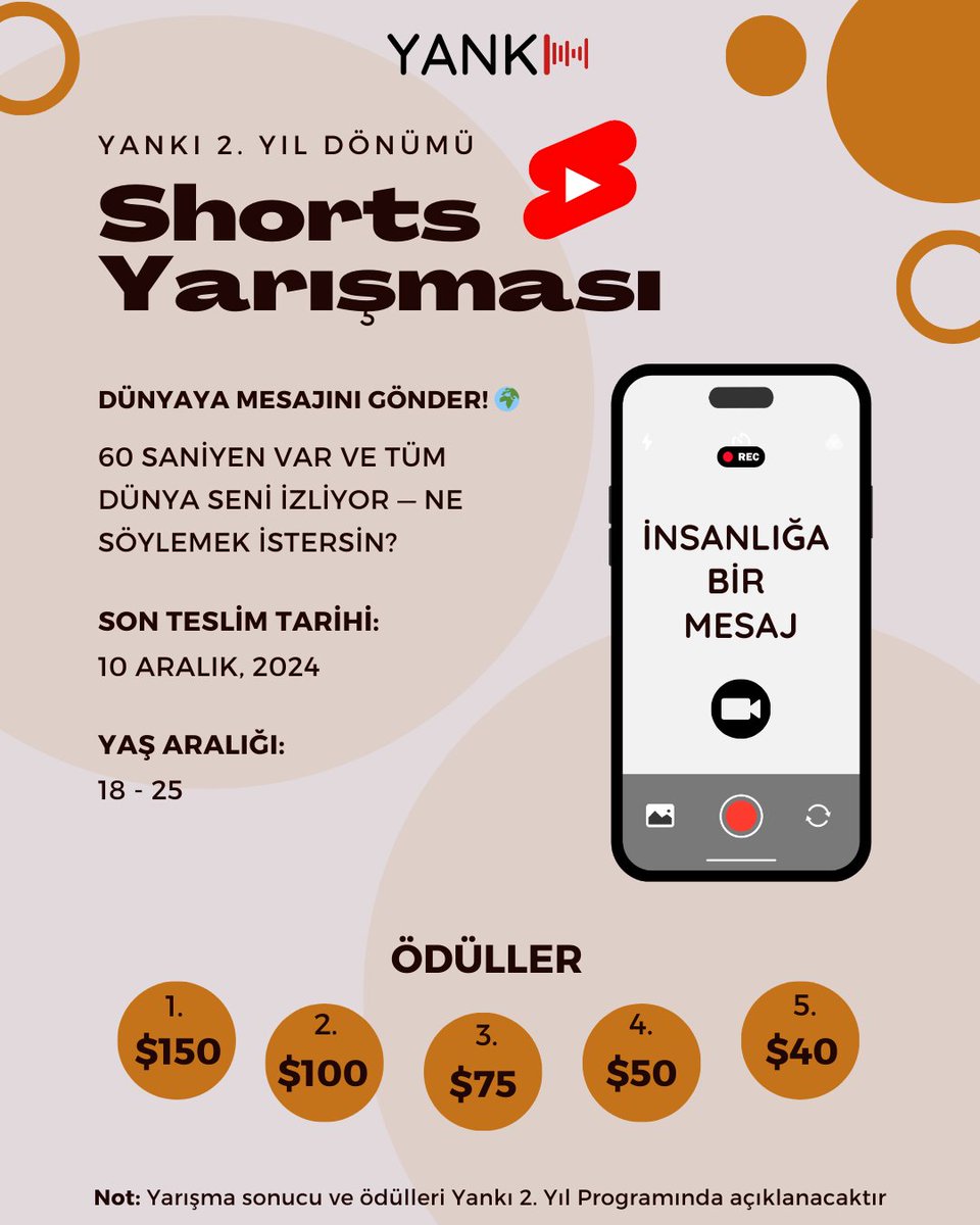 MediaYanki's tweet photo. Yankı Dergisi'nin 2. yıl dönümünü kutluyoruz! Yaratıcıları kısa video yarışmamıza katılmaya ve dünyayla güçlü bir mesaj paylaşmaya davet ediyoruz!

Form linkine ulaşmak için tıklayın 
https://t.co/SVVgN4iEtX https://t.co/02pFf6Evfv