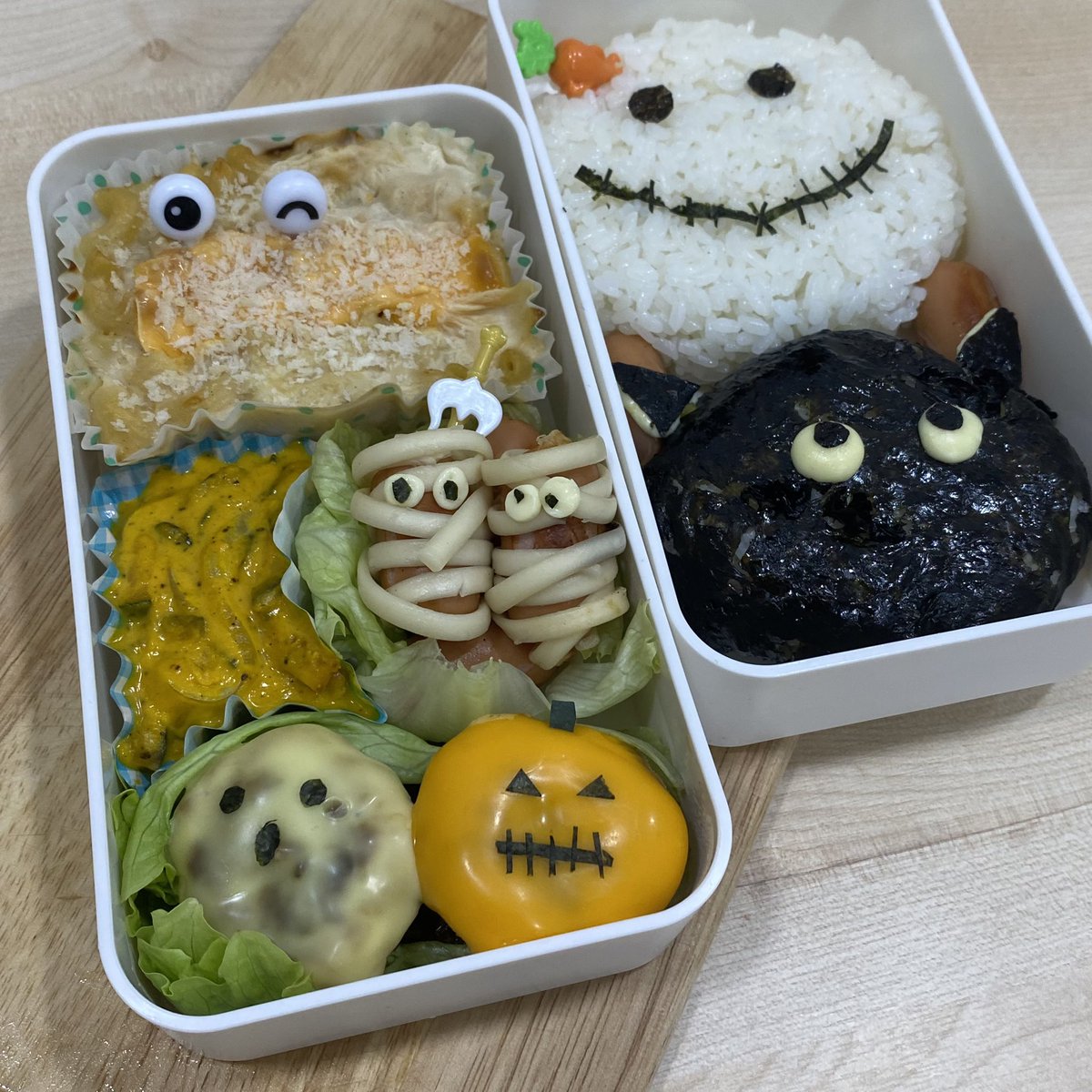 Mari_Won2000's tweet photo. 🐻のお弁当ハロウィンて事で頑張った🎃 https://t.co/pqvsgaQf3V