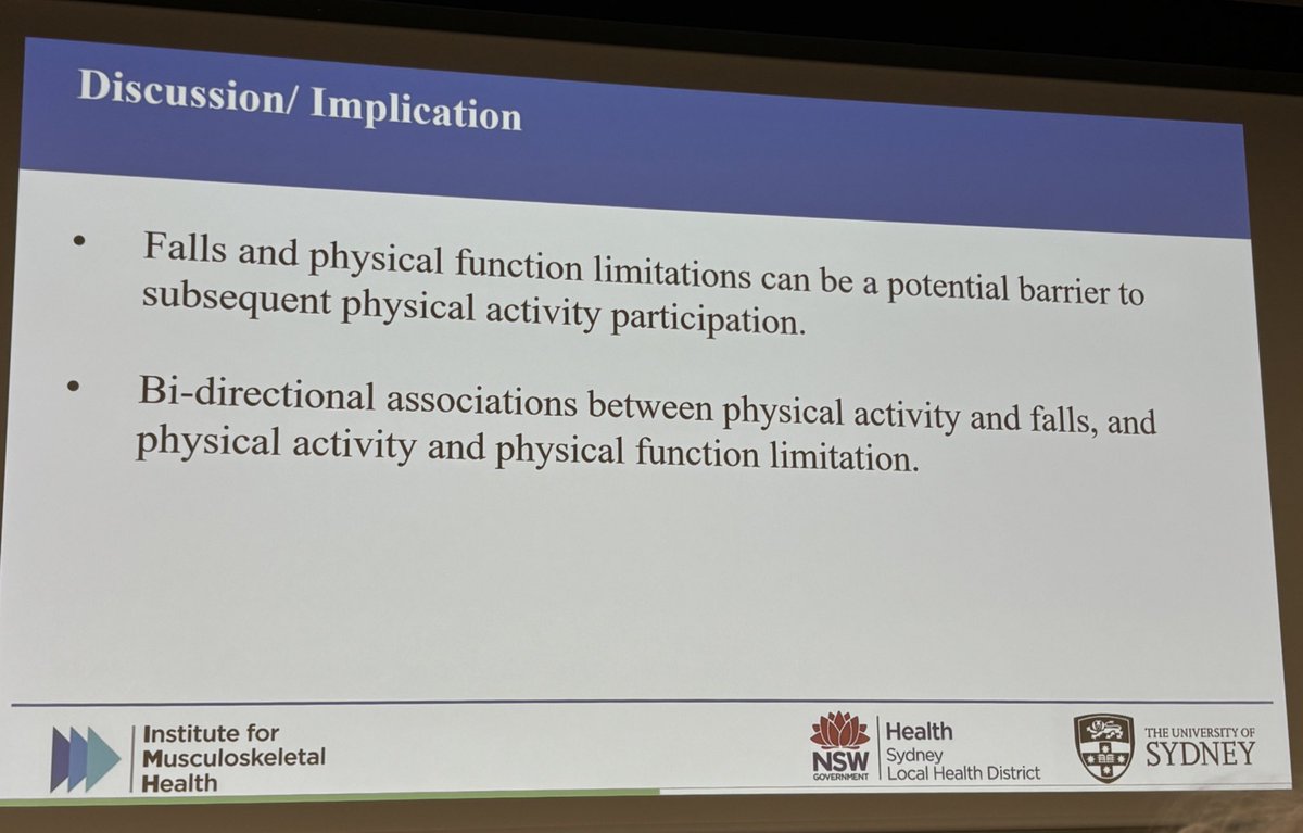 Prof Cathie Sherrington (@cathiesherr) on Twitter photo Dr <a href="/venisa_kwok/">Venisa Kwok</a> from <a href="/msk_health/">Institute for Musculoskeletal Health</a> gave an excellent presentation overviewing bidirectional relationships between falls, physical function and physical activity at #ISPAH2024 using data from <a href="/ALSWH_Official/">Australian Longitudinal Study on Women's Health</a> with <a href="/mummajulz/">Julie Byles</a> <a href="/Saamaankh/">Dr Saman Khalatbari-Soltani</a> <a href="/XeniaDolja_Gore/">Xenia Dolja-Gore</a> <a href="/mabpinheiro/">Marina Pinheiro</a> <a href="/JulianaSOlive11/">Juliana S Oliveira</a> Dr <a href="/venisa_kwok/">Venisa Kwok</a> from <a href="/msk_health/">Institute for Musculoskeletal Health</a> gave an excellent presentation overviewing bidirectional relationships between falls, physical function and physical activity at #ISPAH2024 using data from <a href="/ALSWH_Official/">Australian Longitudinal Study on Women's Health</a> with <a href="/mummajulz/">Julie Byles</a> <a href="/Saamaankh/">Dr Saman Khalatbari-Soltani</a> <a href="/XeniaDolja_Gore/">Xenia Dolja-Gore</a> <a href="/mabpinheiro/">Marina Pinheiro</a> <a href="/JulianaSOlive11/">Juliana S Oliveira</a>