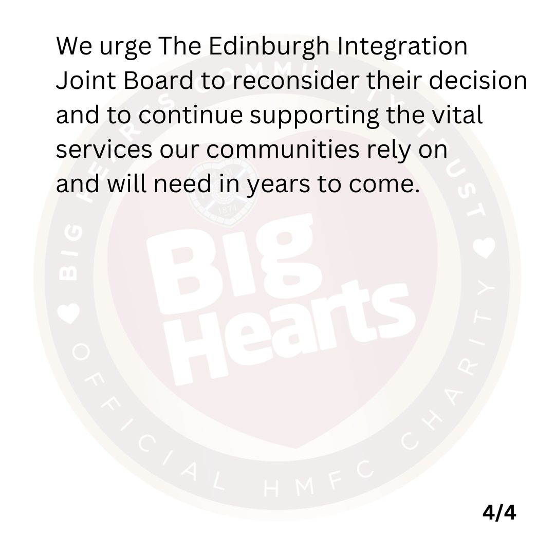 bighearts's tweet photo. "The value the charity sector brings to our local communities should never be in doubt."

⬇️Big Hearts' statement on the EIJB funding cuts. https://t.co/jKl9xENkoz