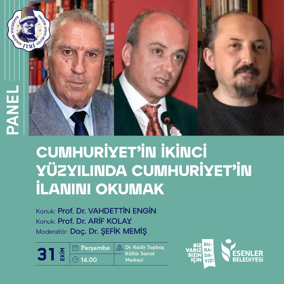 sefik_memis's tweet photo. Değerli dostum Arif Kolay ile birlikte hazırladığımız "Cumhuriyet'in İki Günü" adlı çalışmamızdan yola çıkarak Prof. Dr. Vahdettin Engin ve Prof. Dr.  @akolay43 ile Cumhuriyet'in 101. yılında Cumhuriyet'in İlanını okumaya çalışacağız. @emelsengin @esenlerkultur https://t.co/6RHqN2NGgo