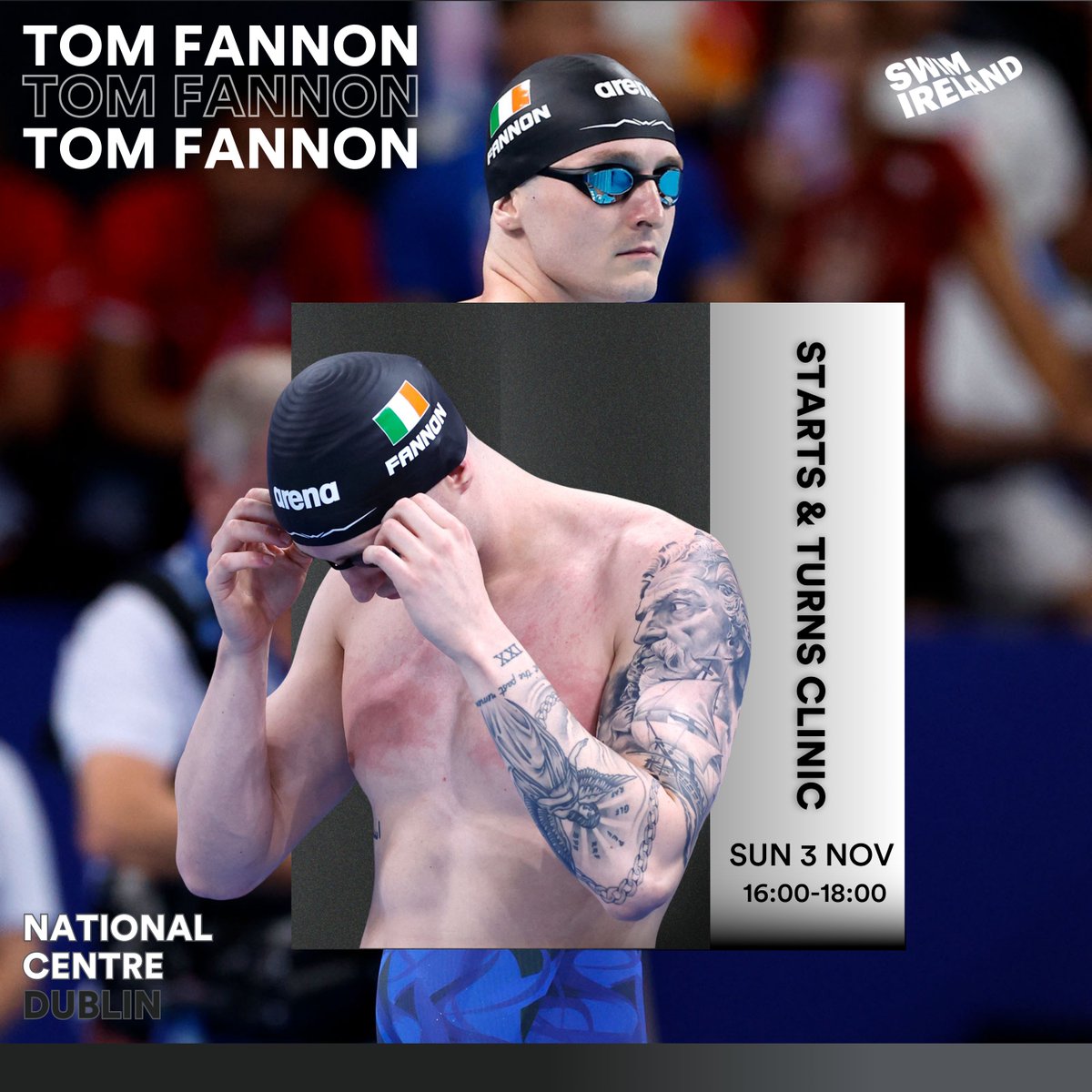 swimireland's tweet photo. 𝗦𝗸𝗶𝗹𝗹𝘀 𝗖𝗹𝗶𝗻𝗶𝗰 𝘄𝗶𝘁𝗵 𝗧𝗼𝗺 𝗙𝗮𝗻𝗻𝗼𝗻  

Join Paris Olympian Tom Fannon in the National Aquatic Centre for a Starts and Turns Clinic on Sunday, 3rd November 🔥 

The Olympic Semi-Finalist, who is currently ranked 10th in the 🌍, will take the time to identify your individual needs in terms of developing and perfecting your starts and turns!  

📍 Sport Ireland National Aquatic Centre 
📅 Sunday, 3rd November 
⏰ 16:00 - 18:00  

ℹ️ As spaces are limited it will be on a first-come-first-served basis. Swimmers need to be at least 12 and be registered with a Swim Ireland club.  

Book now 🔗 https://t.co/GKNNrJ0ong