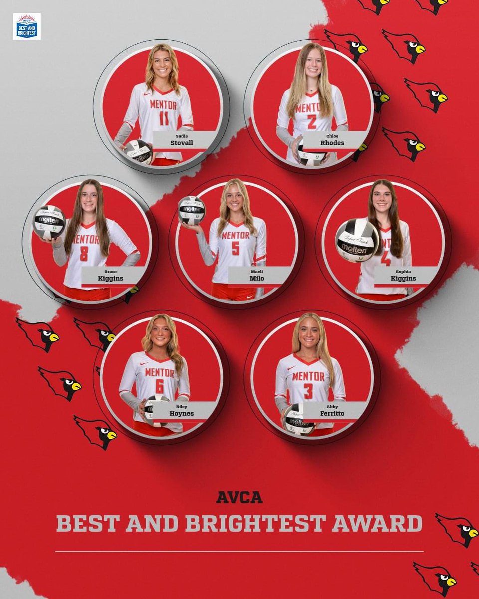 Congratulations to ALL 7 seniors as they were chosen this morning for the AVCA Best and Brightest award! This Senior award is chosen based on players GPA and their play on the court. We are so proud of the student athletes in our program - and they are lead by this amazing group!