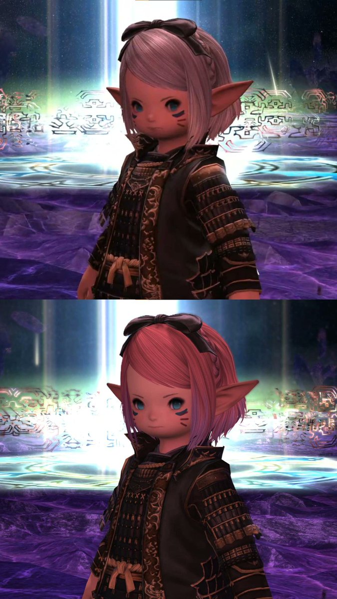purupocket's tweet photo. not a perfect comparison since the pre 7.0 screenshot got compressed when it was clipped and exported but check out the lighting difference, especially noticeable in the hair, eyes and ears

top pre-7.0, bottom 7.05 https://t.co/pI3lf8h5c9
