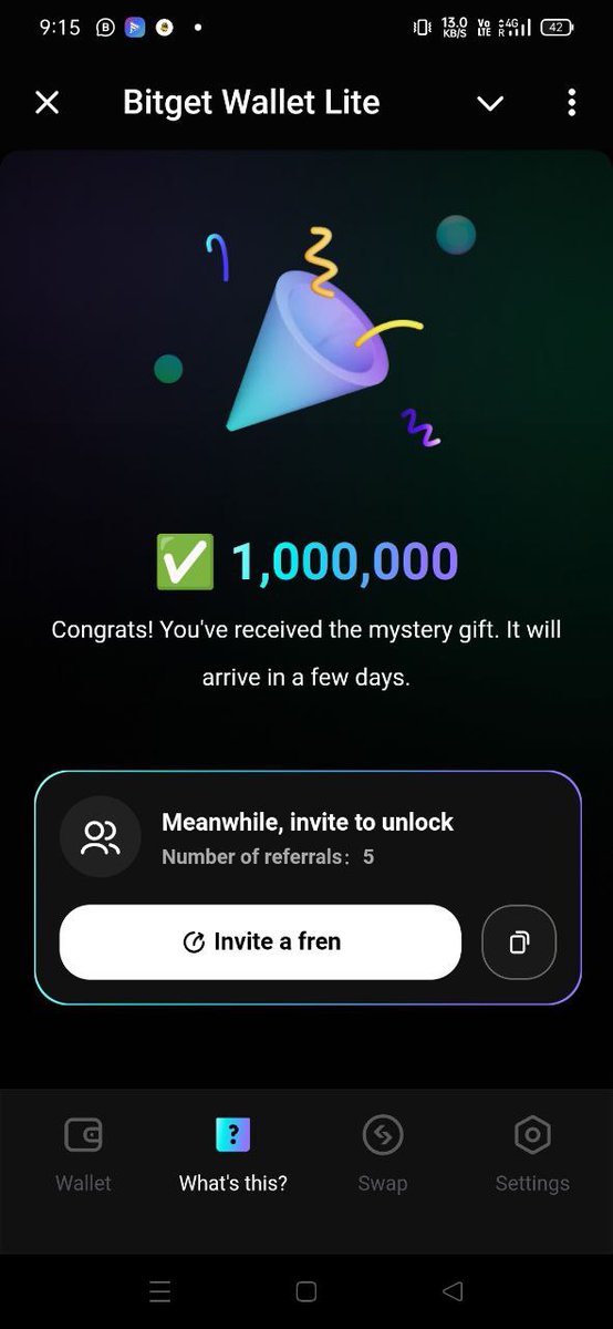 MissionAirdrops's tweet photo. Congratulations.  Bitget Wallet Jo apko Share Kiya Tha kal maine uska time over hogaya hai. Signup abhi bhi Kar sakti hain but Jo mystery gift first 1 million users ko milne Tha wo nahi milega. Dekhte hain kya reward milta hai. Hope for the best💵💵💵💵💸💸💸💸

@BitgetWallet https://t.co/KDODAu9LaP