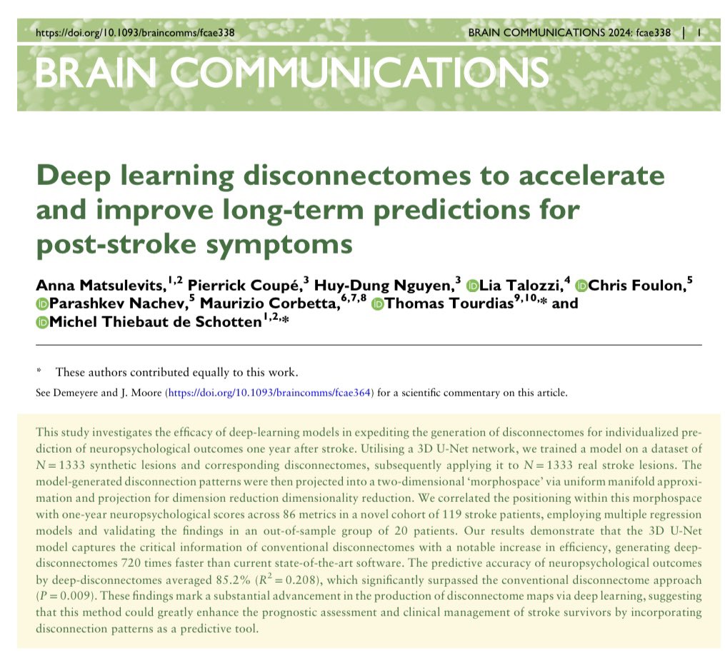 Lia Talozzi (@lia_talozzi) on Twitter photo Why go slow? The disconnectome morphospace meets deep learning to accelerate predictions, thanks to the work of the talented <a href="/ANNAMTSV/">Anna Matsulevits</a> at <a href="/BcBlab/">BCBlab</a> . Congratulations! <a href="/braincomms/">@BrainComms</a> Why go slow? The disconnectome morphospace meets deep learning to accelerate predictions, thanks to the work of the talented <a href="/ANNAMTSV/">Anna Matsulevits</a> at <a href="/BcBlab/">BCBlab</a> . Congratulations! <a href="/braincomms/">@BrainComms</a>