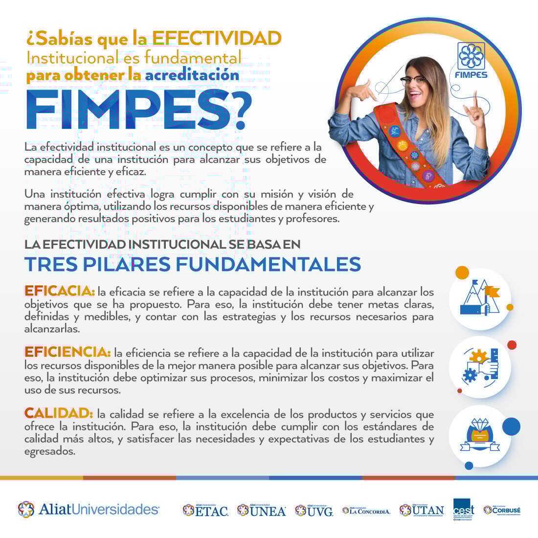 📢 ¡#AliatUniversidades trabaja para lograr la acreditación #FIMPES! 🏅

Con los pilares de eficacia, eficiencia y calidad, reafirmamos nuestro compromiso con una educación de excelencia para nuestra comunidad. 🙌🎓

 #EfectividadInstitucional #AcreditaciónFIMPES