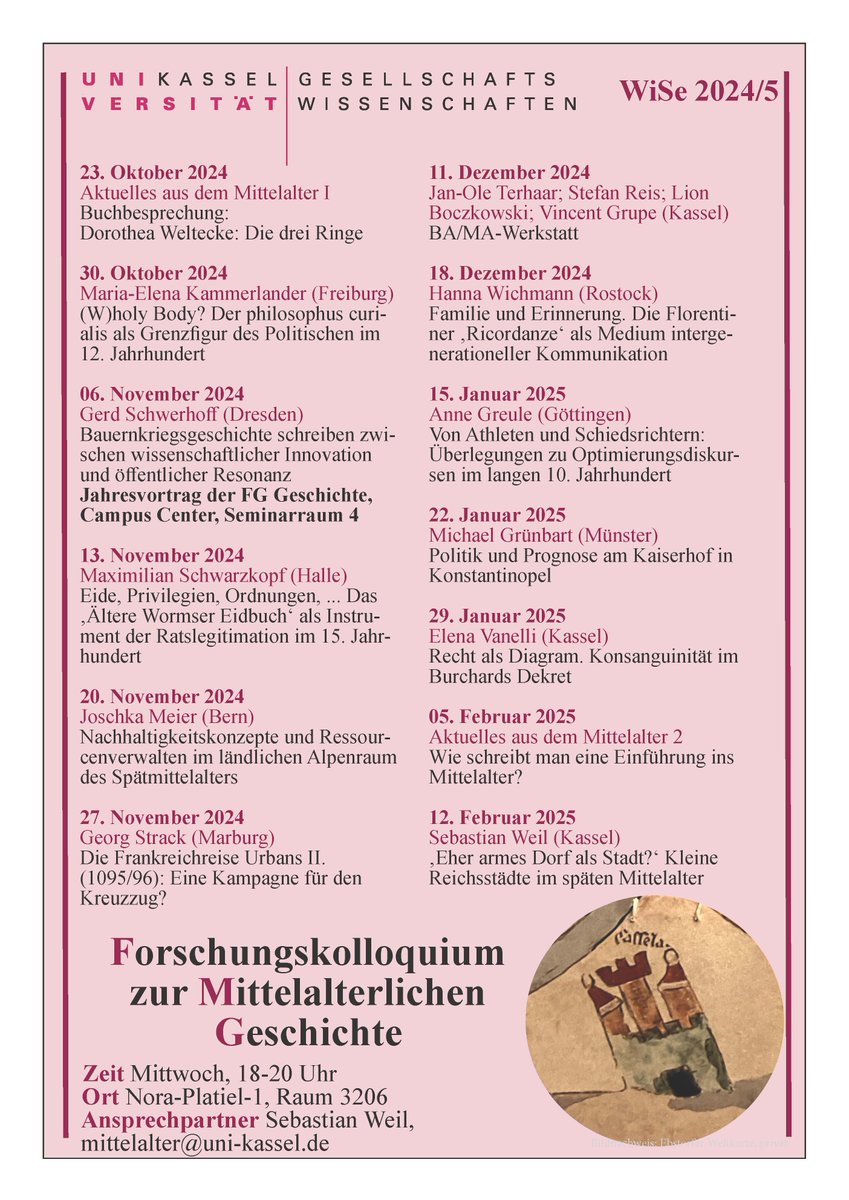 Auch in diesem Wintersemester findet unser Forschungskolloquium statt. Wir freuen uns auf spannende Vorträge und Diskussionen!