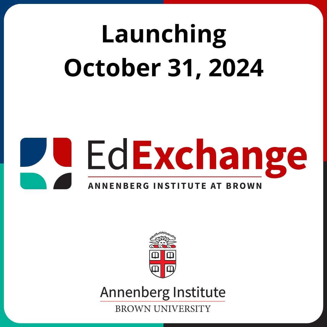 AnnenbergInst's tweet image. The way we share education research isn't working for those who need it most. That's why we built the EdExchange – a 'town square' where researchers, educators, and policymakers can work together to improve schools. Learn more: annenberg.brown.edu/edexchange #EdExchange