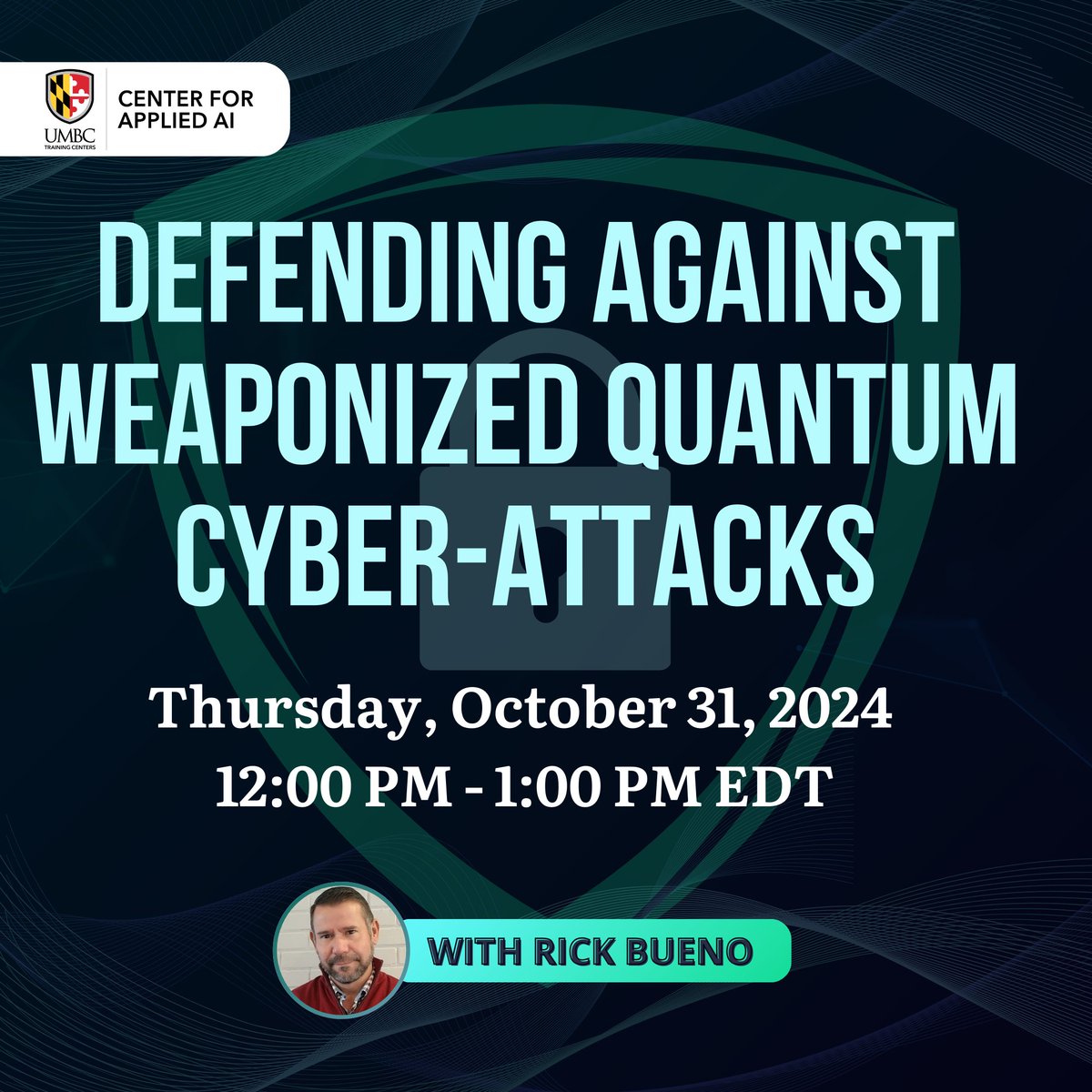 This Thursday, join the Center of Applied AI for "Defending Against Weaponized Quantum Cyber-Attacks," a lecture exploring the emerging threat of quantum computing to cybersecurity and presenting practical countermeasures.

Register here! c4ai.umbctraining.com/event/defendin…