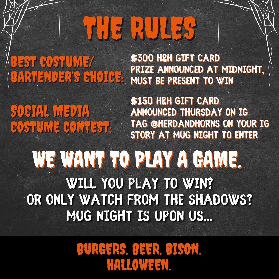 HerdandHorns's tweet photo. TONIGHT ONLY! 🎃
Grab a mug, get your best costume, call your friends — the Mug Night costume contest is ON. 👻
Spooky season has arrived, friends. 🧟♀️
#experiencendsu #mugnight #halloween2024 #fargorestaurants https://t.co/Ajb3fMIMlH