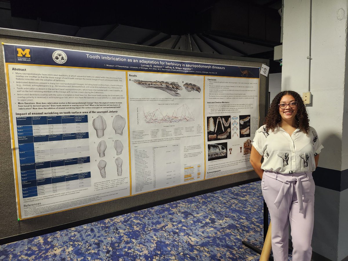 Check out Lynnea Jackson's poster on tooth imbrication, enamel wrinkling, and herbivory in sauropodomorph dinosaurs!! Really interesting work with some surprising results.

TODAY—Regular Poster Session 1, 4:30–6:30. 

#SVP2024