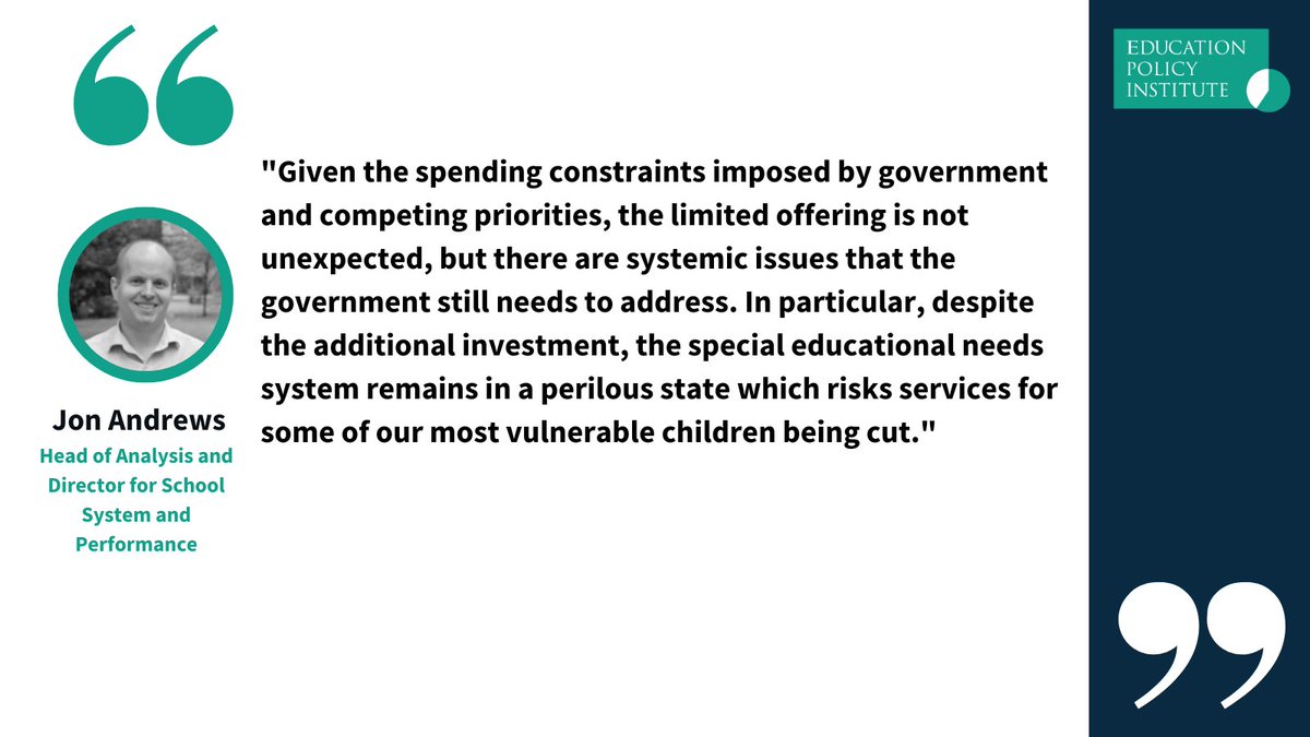 Education Policy Institute (@edupolicyinst) on Twitter photo 🎙️Comment:Autumn Budget 2024
<a href="/mrjpandrews/">Jon Andrews</a> responds to government's autumn
budget 2024👇
Further EPI analysis here: epi.org.uk/comments/epi-r… 🎙️Comment:Autumn Budget 2024
<a href="/mrjpandrews/">Jon Andrews</a> responds to government's autumn
budget 2024👇
Further EPI analysis here: epi.org.uk/comments/epi-r…