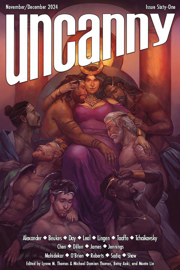 UncannyMagazine's tweet image. Uncanny Magazine Issue 61 Part 1 also features new essays  by @ceruleancynic &amp;amp; @archistratego; poetry by @therisingtithes &amp;amp; Sneha Mohidekar; @CarolineYoachim   interviewing @williealex; and @juliedillon’s Queen of Seven Kingdoms as the cover! uncannymagazine.com