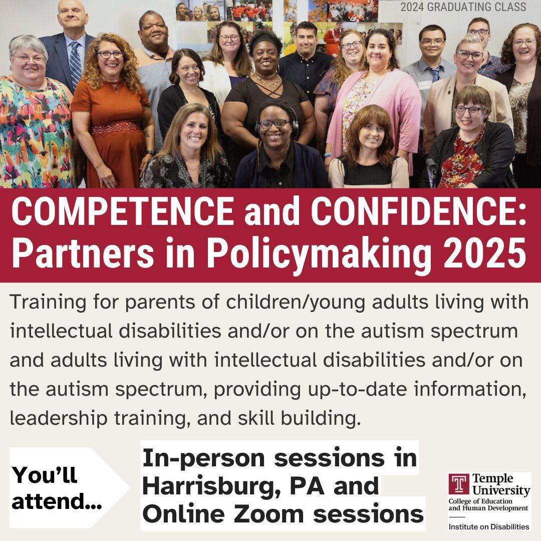 Learn to work with policymakers and make a difference in the quality of life for people with intellectual and developmental disabilities and/or autism with Competence and Confidence: Partners in Policymaking! 2025 application period closes November 25. 

buff.ly/4dCd73h