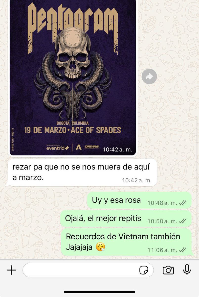 Mi ex enviándome esto y yo aprovechando la oportunidad para recordarle que fue una mierda lo que hizo ese día. 
Cero rencorosa, cuando me responda será peor