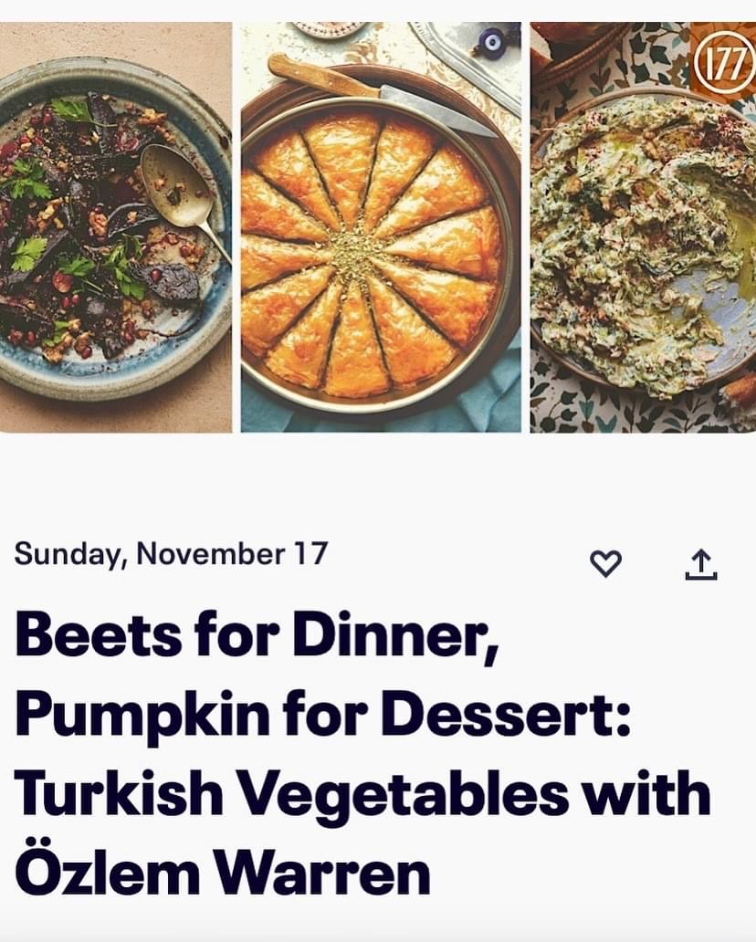 I am delighted to be teaching Beets for Dinner, Pumpkin for Dessert: Turkish Vegetables online cookery class with @177MilkStreet  on November 17th, to celebrate delicious  fall flavours, join us here 

eventbrite.com/e/beets-for-di…