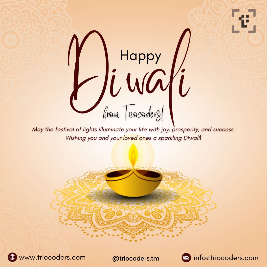 triocodersteam's tweet image. Happy Diwali from Triocoders! 🎉🏮

May the festival of lights illuminate your life with joy, prosperity, and success 💫.

Wishing you and your loved ones a sparkling Diwali! 💥

#HappyDiwali #Triocoders #FestiveVibes #DiwaliWishes
