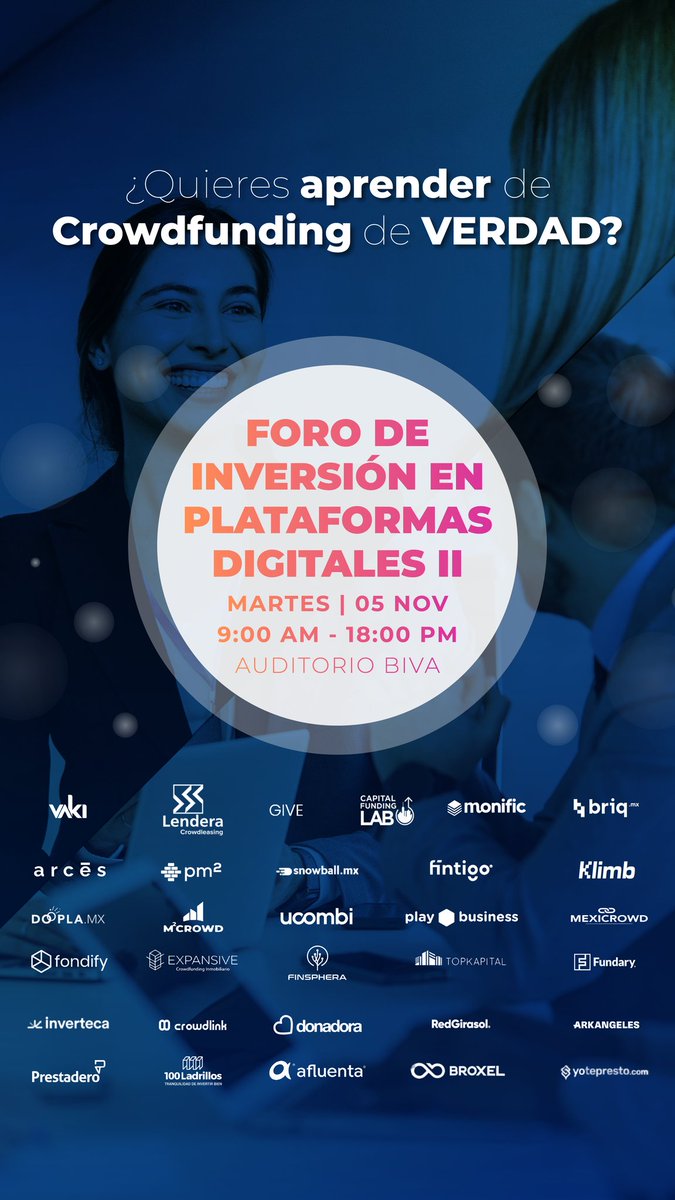Los invitamos este próximo Martes 
Al foro organizado por <a href="/AFICO_MX/">AFICO.org</a> 
¿Están listos?

#inversion
#pymes
#fintech 
#crowdfunding 
#Mexico🇲🇽
#CDMX