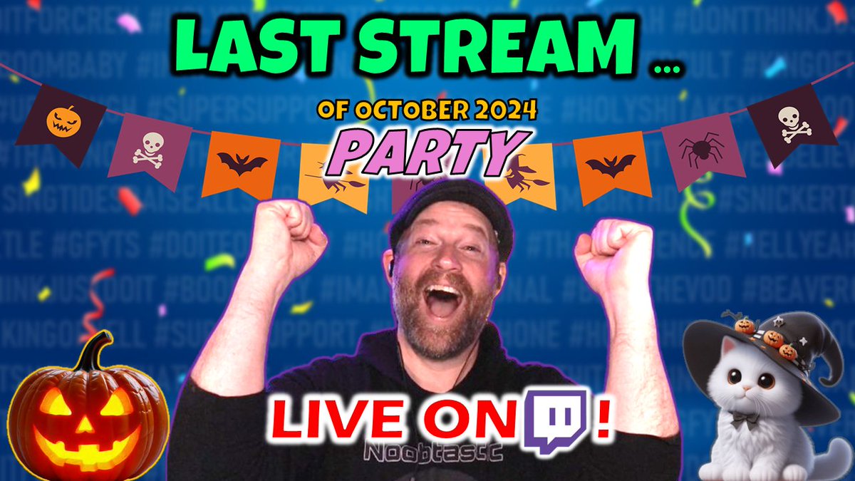 [ Party! ] 

🌟 LAST STREAM 🌟

🎃...of october 2024 
🎃Subs = Trick or Treat 
🎃First Playthrough  

💖 LIVE NOW 💖 twitch.tv/supermurgantro…  #doitforcrew #supercrew !socials !dixper !blerp