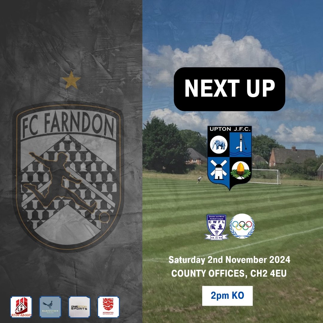 FC Farndon (@fc_farndon) on Twitter photo π‘ππ«π§ πππ«π§π¨π₯π β«οΈβͺοΈ
League action continues this weekend as we travel to <a href="/CheshireThe/">The Cheshire</a> to face <a href="/UptonJFC/">Upton JFC</a> 3rds in the <a href="/CWFL_Press/">@CWFL-Press</a> Championship.
2pm KO on Saturday 2nd November, everyone's welcome to come along π
#Upthefarndon π‘ππ«π§ πππ«π§π¨π₯π β«οΈβͺοΈ
League action continues this weekend as we travel to <a href="/CheshireThe/">The Cheshire</a> to face <a href="/UptonJFC/">Upton JFC</a> 3rds in the <a href="/CWFL_Press/">@CWFL-Press</a> Championship.
2pm KO on Saturday 2nd November, everyone's welcome to come along π
#Upthefarndon