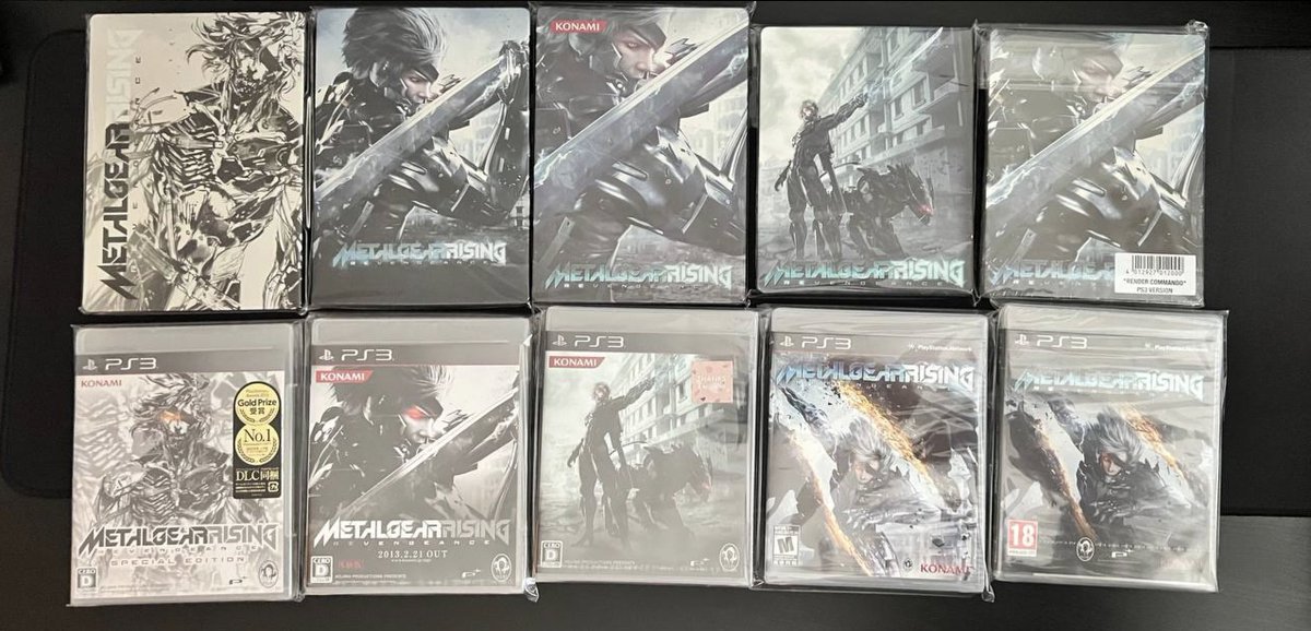 The_Kojiman's tweet photo. Hoy he completado el mini full set de Steelbooks de Metal Gear Rising Revengance.
Os pongo una foto con todas las steelbooks y todos los MG Rising precintados que tengo en mi colección.
#mgrising
#metalgearrising
#metalgearcollection https://t.co/ynzQpoE5oU