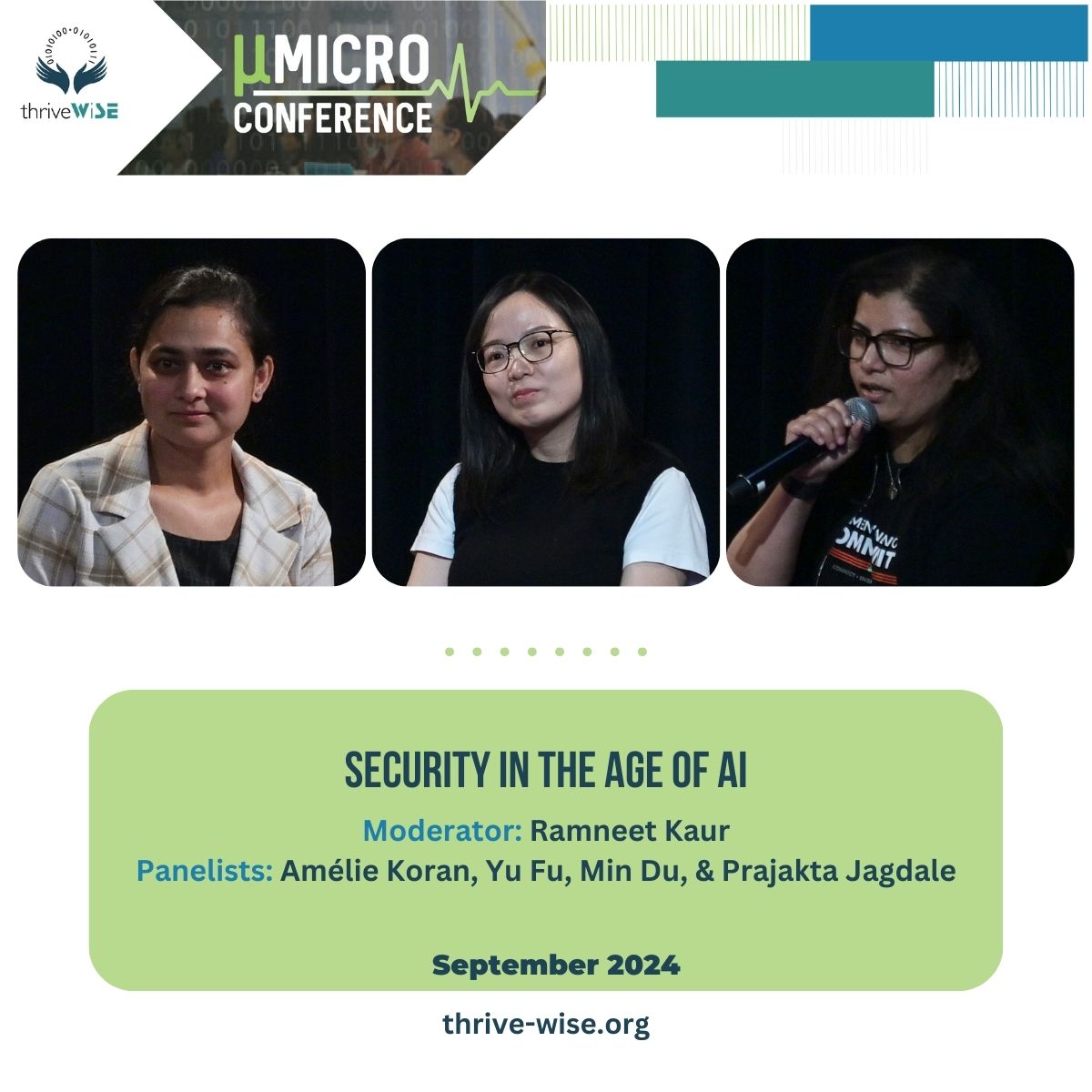 Thrive_WiSE_Org's tweet photo. We’d like to extend our sincerest gratitude to the incredible moderator &amp; tech panelists who made “Security in the Age of AI” a resounding success.  

#STEMConference #WomeninTech #WomenInSTEM #WomenEngineers #TechAlly #TechLeadership https://t.co/Q4Hc66E47Y