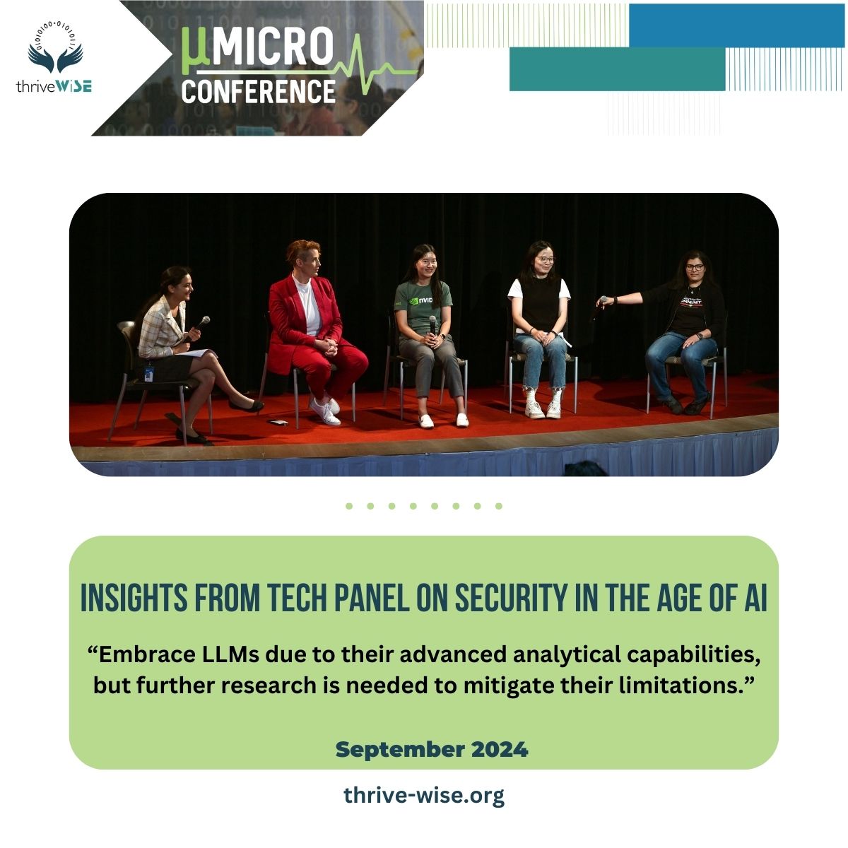 Thrive_WiSE_Org's tweet photo. We’d like to extend our sincerest gratitude to the incredible moderator &amp; tech panelists who made “Security in the Age of AI” a resounding success.  

#STEMConference #WomeninTech #WomenInSTEM #WomenEngineers #TechAlly #TechLeadership https://t.co/Q4Hc66E47Y