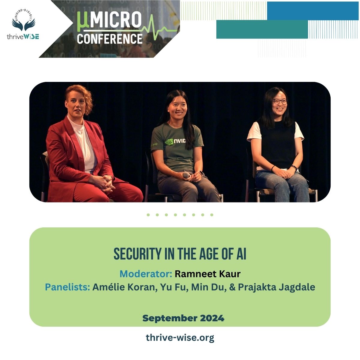 Thrive_WiSE_Org's tweet photo. We’d like to extend our sincerest gratitude to the incredible moderator &amp; tech panelists who made “Security in the Age of AI” a resounding success.  

#STEMConference #WomeninTech #WomenInSTEM #WomenEngineers #TechAlly #TechLeadership https://t.co/Q4Hc66E47Y
