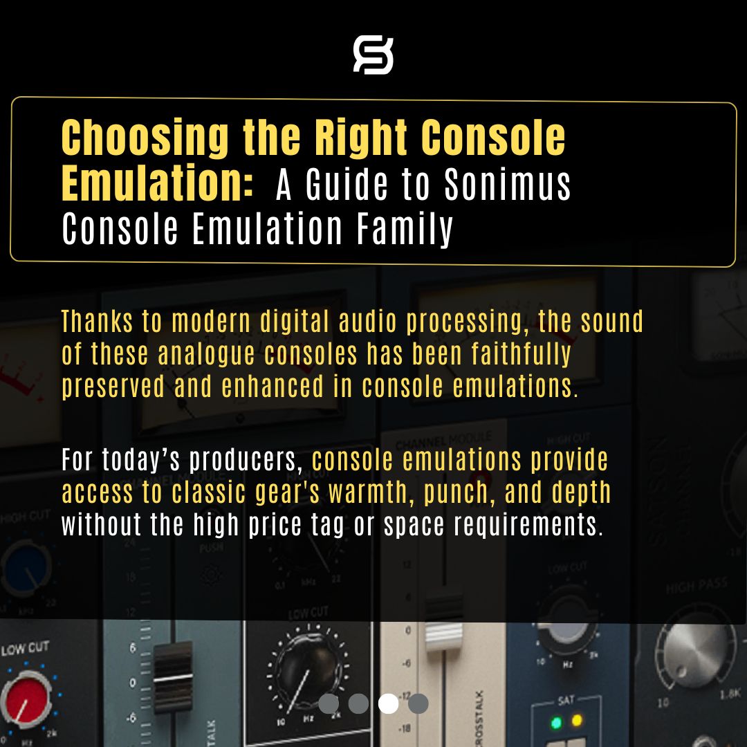 SonimusAudio's tweet photo. 📗[NEW BLOG POST] Choosing the Right Console Emulation: A Guide to Sonimus Console Emulation Family 🔎

Read full article -> https://t.co/2sEUJYEm4D

#Sonimus #BlogPost #NewPlugin #SoundDesign #MustKnowFeatures #AnalogModeling #HomeStudio #AnalogWarmth #MusicProduction #MusicLife https://t.co/FyXOdYcHqP