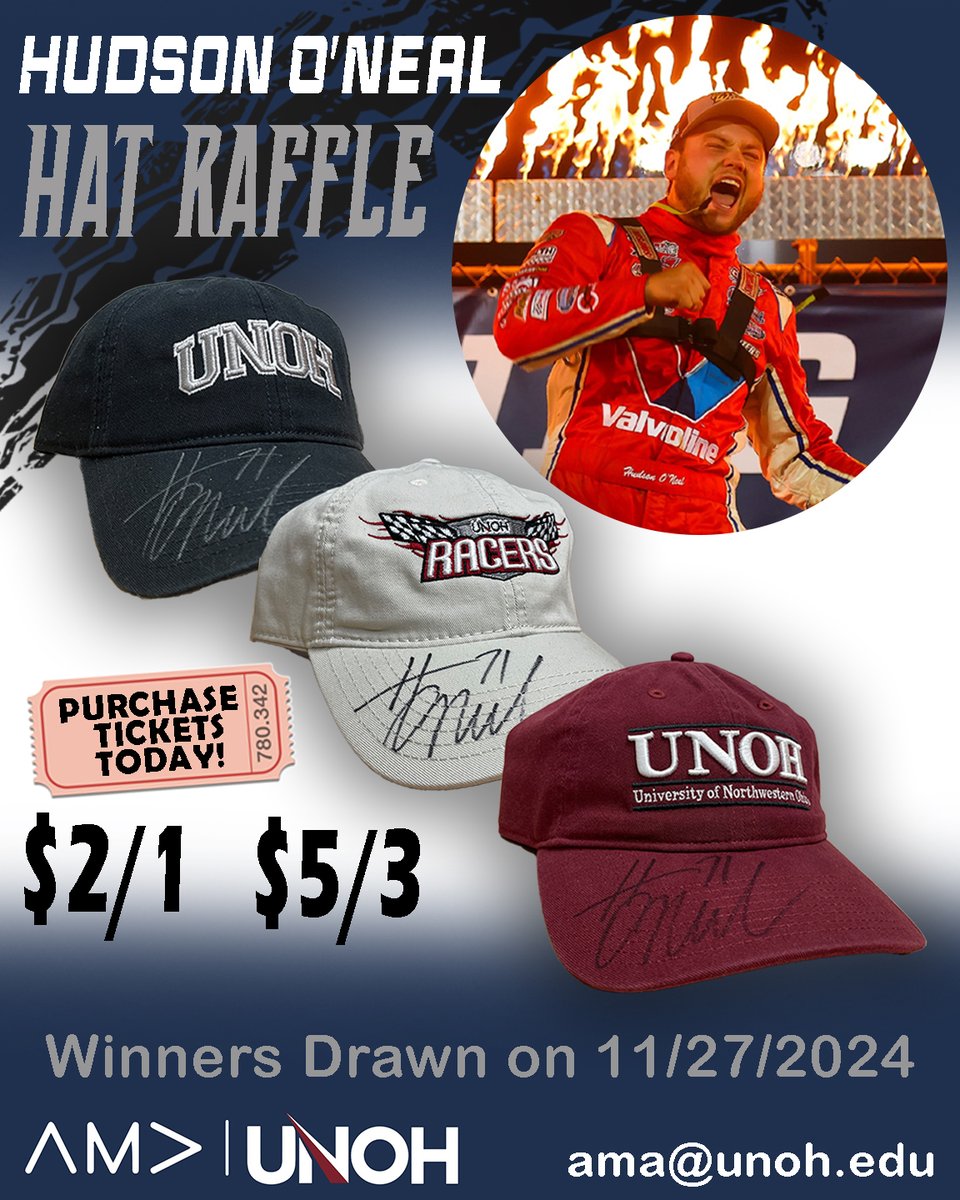 🔥 WIN A SIGNED HAT BY HUDSON O’NEAL! 🔥

Don’t miss your chance to snag an autographed UNOH cap and support the AMA! Tickets are just $2 for 1 or $5 for 3—buy in the AMA Office!

#unoh #HudsonONeal #HatRaffle #unohama #ama #Racers #UNOHpride #Raffle