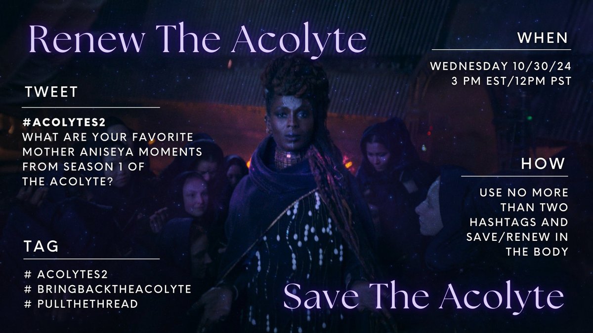 Acolytelovers's tweet photo. Good morning, Acolyte fandom! 

Today we will discuss your favorite moments featuring Mother Aniseya!😍😍😍

#BringBackTheAcolyte 
#PullTheThread https://t.co/ltcaXuA400