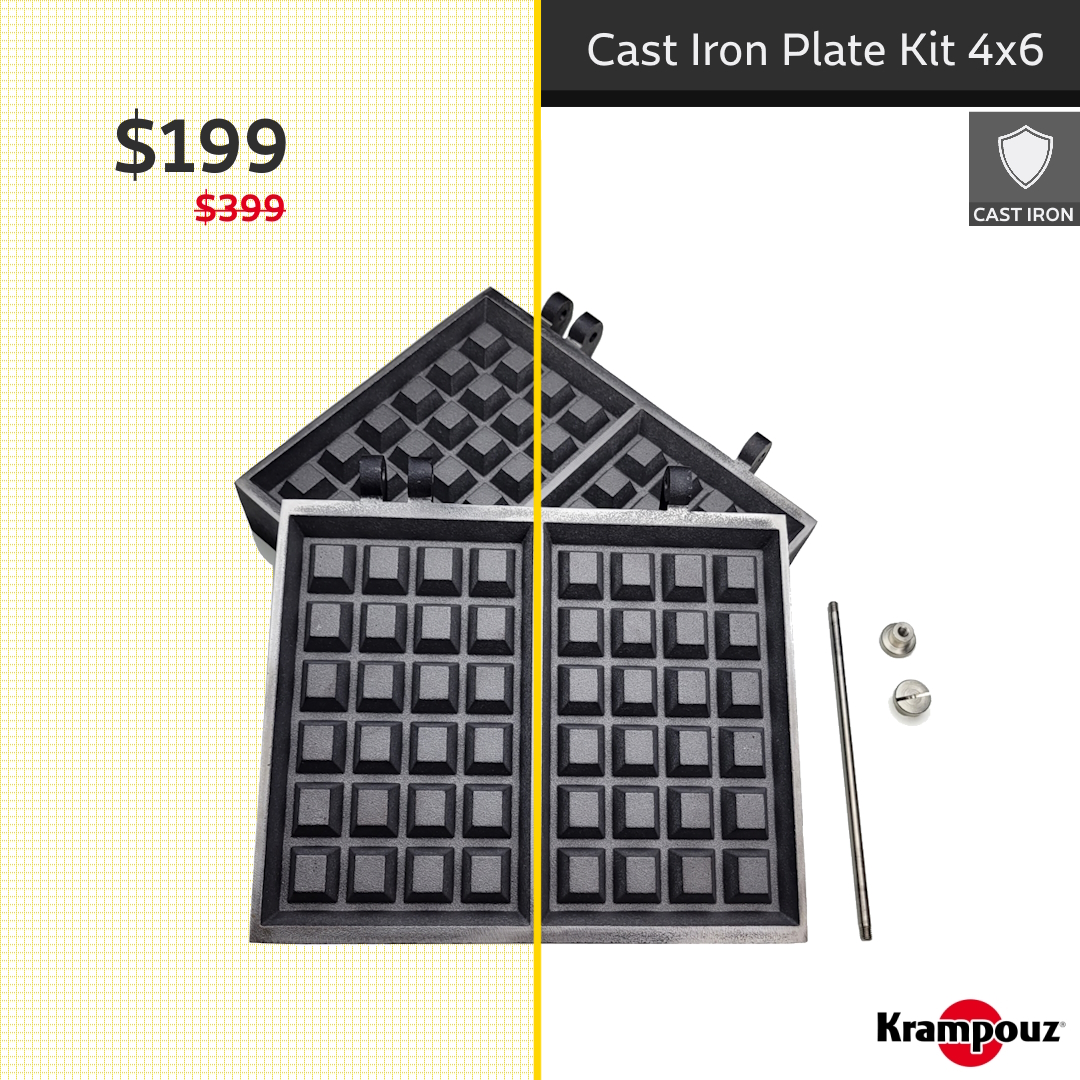 WafflePantry's tweet photo. Thinking of replacing your old #Krampouz cast iron #waffleiron plates or having a spare clean set on hand? We may have the matching Brussels 4x6 plate kit deal for you! Offer valid while supplies last. #liegewaffles https://t.co/KQfA853FGR