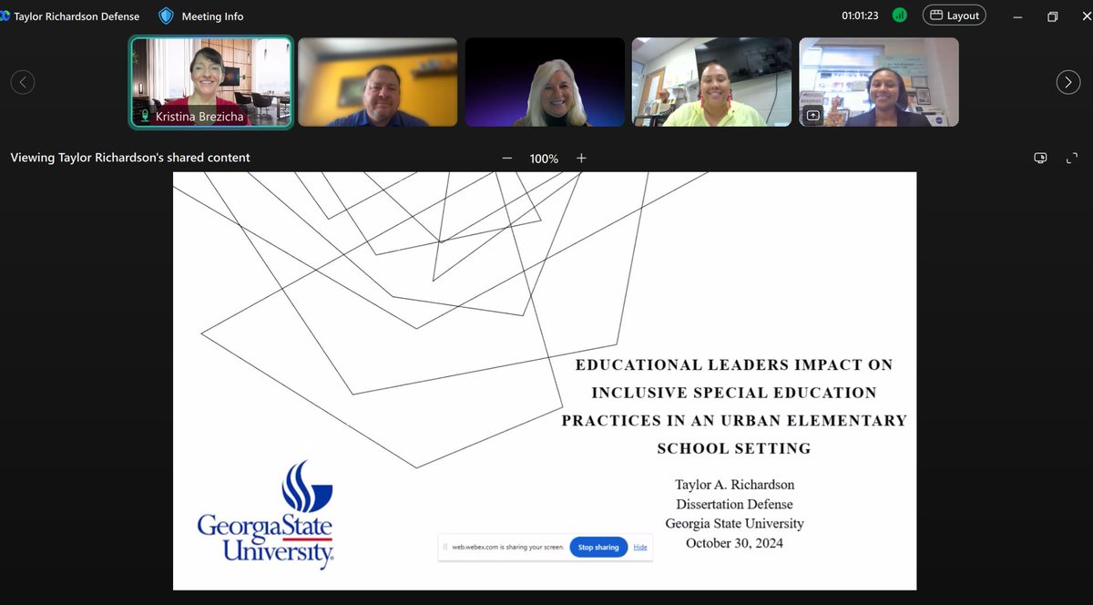 Kristina Brezicha (@kbrezicha) on Twitter photo What a delightful morning watching @mrsTayjay2015 defend her insightful dissertation on one social justice leader's work to create truly inclusive co-taught classrooms! The #GSUEdLead team is so proud of you! <a href="/gsucehd/">College of Education & Human Development</a>  <a href="/GSUEdLead/">GSU Educational Leadership</a> <a href="/NJSauers/">Nick Sauers</a> <a href="/sherylcmoss/">Dr. Sheryl Cowart Moss</a> What a delightful morning watching @mrsTayjay2015 defend her insightful dissertation on one social justice leader's work to create truly inclusive co-taught classrooms! The #GSUEdLead team is so proud of you! <a href="/gsucehd/">College of Education & Human Development</a>  <a href="/GSUEdLead/">GSU Educational Leadership</a> <a href="/NJSauers/">Nick Sauers</a> <a href="/sherylcmoss/">Dr. Sheryl Cowart Moss</a>