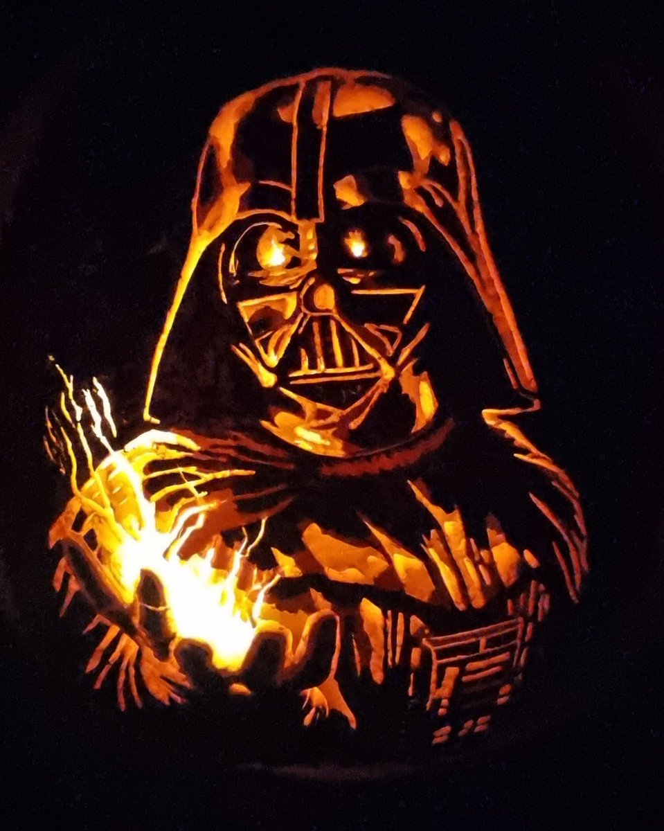 FibrinFraser's tweet photo. You don't know the power of the dark side! 
#pumpkin #halloween #starwars #darthvader #pumpkincarving #thedarkside #jamesearljones https://t.co/PM8jMZodH2