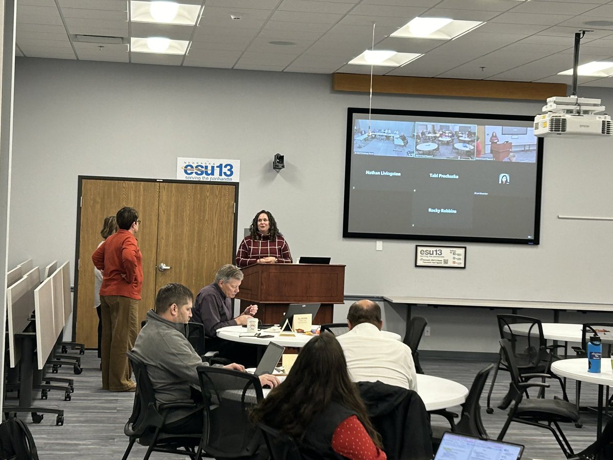 NCSAKevin's tweet photo. @laubarrett and her @13esu staff providing area superintendents with @13esu program updates including assessment &amp; accountability, Rule 11, MTSS, mid-winter conference, Grow Your Own, RUS grants, and more @13esu student programs. Many @NDE_GOV programs discussed. @NCSAToday https://t.co/JOOyYvNnKp