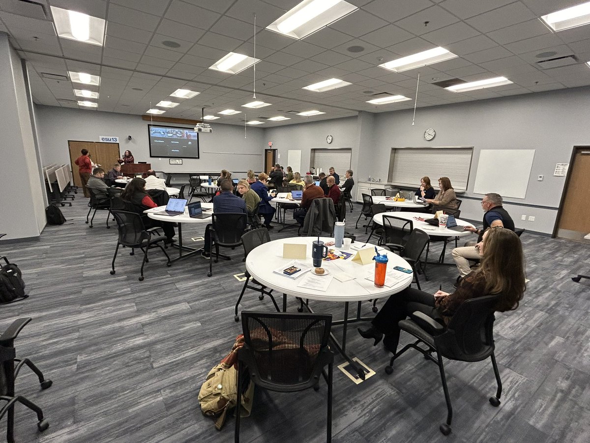 NCSAKevin's tweet photo. @laubarrett and her @13esu staff providing area superintendents with @13esu program updates including assessment &amp; accountability, Rule 11, MTSS, mid-winter conference, Grow Your Own, RUS grants, and more @13esu student programs. Many @NDE_GOV programs discussed. @NCSAToday https://t.co/JOOyYvNnKp
