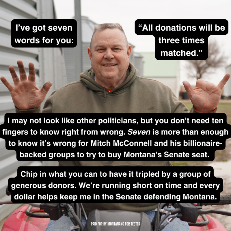 jontester's tweet photo. A group of generous donors will 3x-match every donation made to my campaign through posts like this one until Election Day.

McConnell and his billionaire backed groups are spending nearly $90 million to defeat me. So please, will you rush any amount to help us respond?
