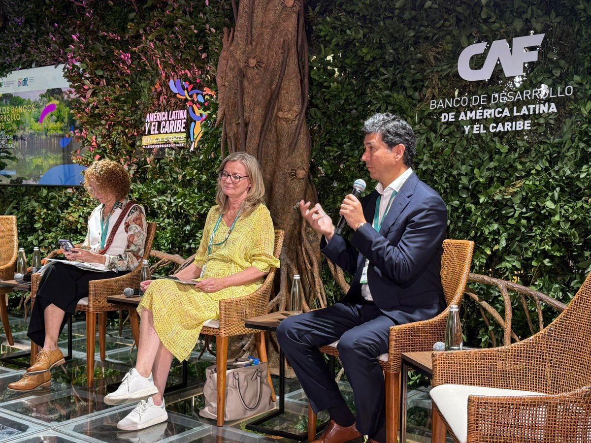 En el panel “¿Cómo pueden los Bancos de Desarrollo Públicos alinearse con el Marco Global de Biodiversidad de Kunming-Montreal?”, <a href="/JavierDiazFa/">Javier Díaz Fajardo</a>, copresidente del <a href="/IDFC_Network/">International Development Finance Club</a> y presidente de <a href="/Bancoldex/">Bancóldex</a>, destacó:

"El International Development Finance Club es una asociación de 27