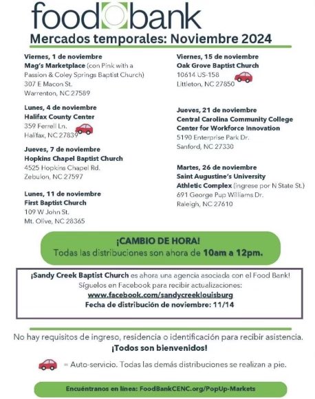 No cost food distribution pop up market dates. 🚨 Please note the time change.