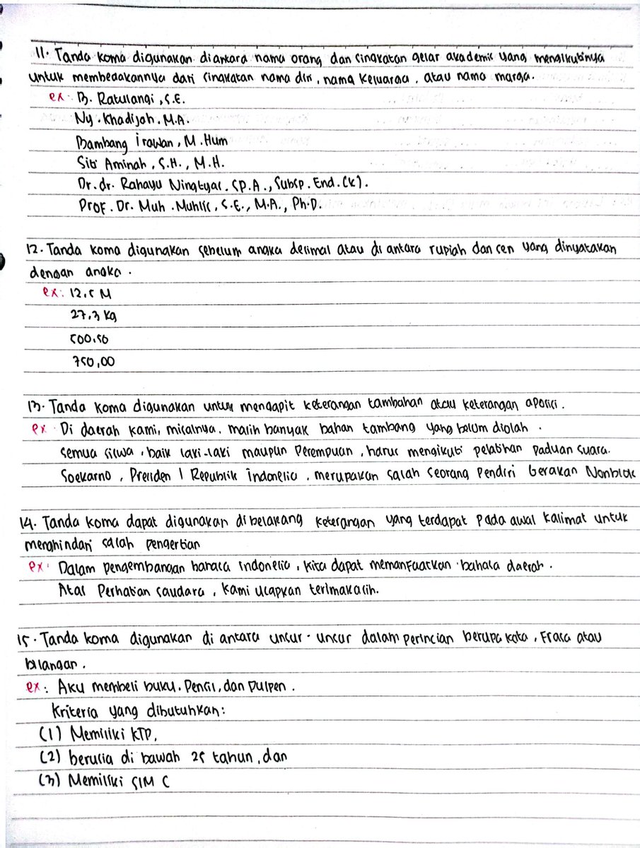 kdotverse's tweet photo. MATERI PBM PPU (PENGGUNAAN TANDA BACA)✨

Halo teman - teman semua, jadi disini gua mau berbagi catatan materi eyd v tentang penggunaan tanda koma. Jangan lupa di save yaa, buat belajar snbt nyaa.

Sumber : EYD V (https://t.co/sGrFfrvuIx)

#studytwt #snbt2025 #snbt https://t.co/22bITUP4cX