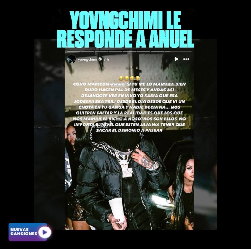 nuevascancion3s's tweet photo. Se aproxima una nueva tiradera entre ANUEL AA y YVNGCHIMI 🇵🇷🔥
¿Quien crees que ganaría en una supuesta tiradera? 👀
#traplatino #puertorico #anuelaa #anuel #realhastalamuerte #yvngchimi #moneyway #losdiablos #slayter #tiradera #nuevascacionesoficial #noticias https://t.co/VScKUWzVwz