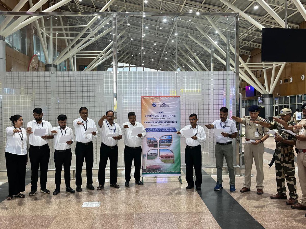 aaidibairport's tweet photo. At Dibrugarh Airport, we are committed to transparency, accountability, and integrity. This #VigilanceAwarenessWeek began with the Integrity Pledge, and prominent display of Standees and Banners across Terminal Building. Together, let's promote a culture of vigilance. #CVCIndia https://t.co/mrSuGZjHNt