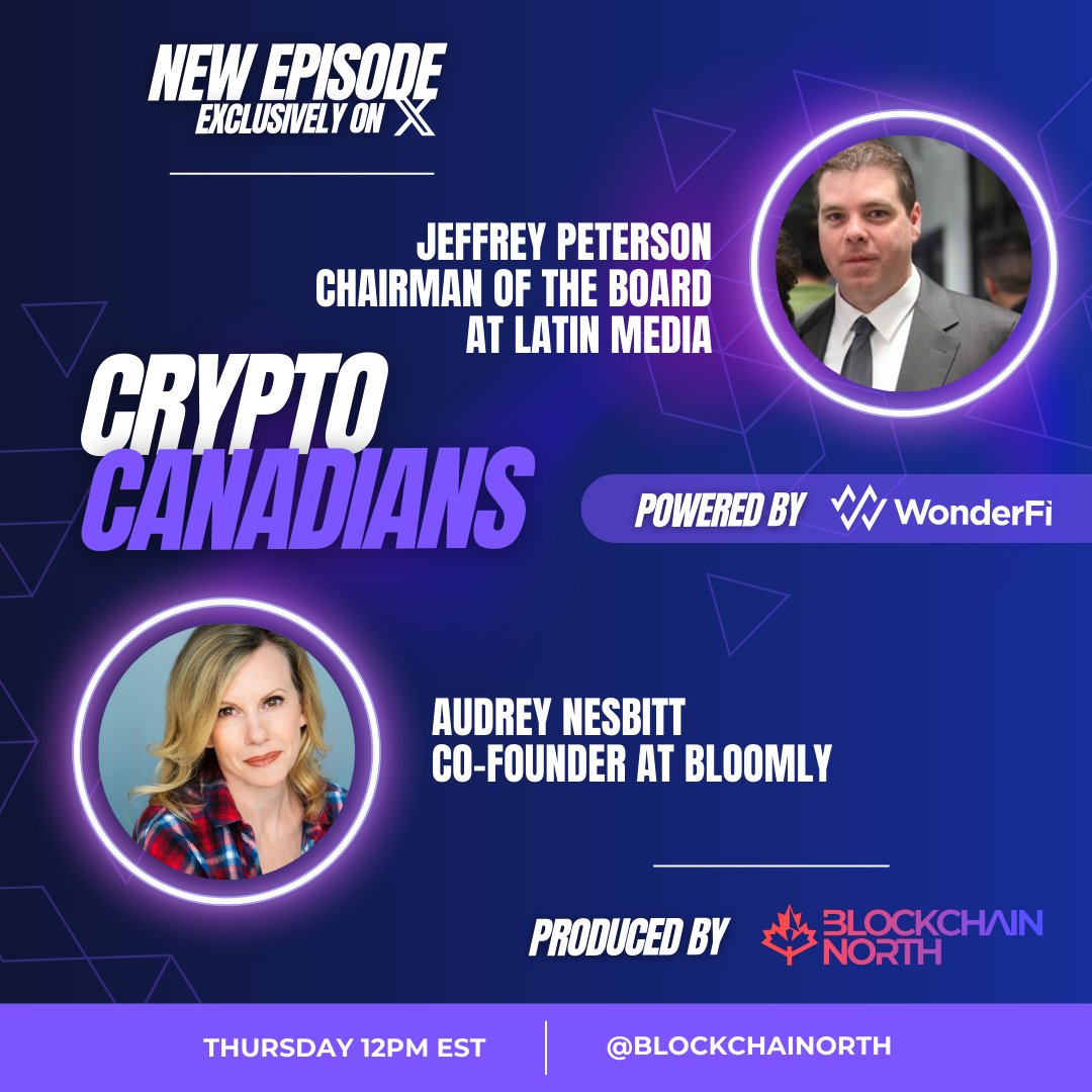 SPEAKERS CONFIRMED FOR TOMORROW'S CRYPTO CANADIAN SPACE powered by <a href="/WonderFi/">WonderFi</a> !! 💪 

⚡️<a href="/Audreynesbitt11/">Altcoin Audrey</a>  from <a href="/Bloomly_xyz/">Bloomly</a> 
⚡️<a href="/jeffreypeterson/"></a> from Latin Media Inc

We'll be covering topics like:

- ⚽️Coinbase Becomes Official Crypto Partner of Canadian Football League. 
-