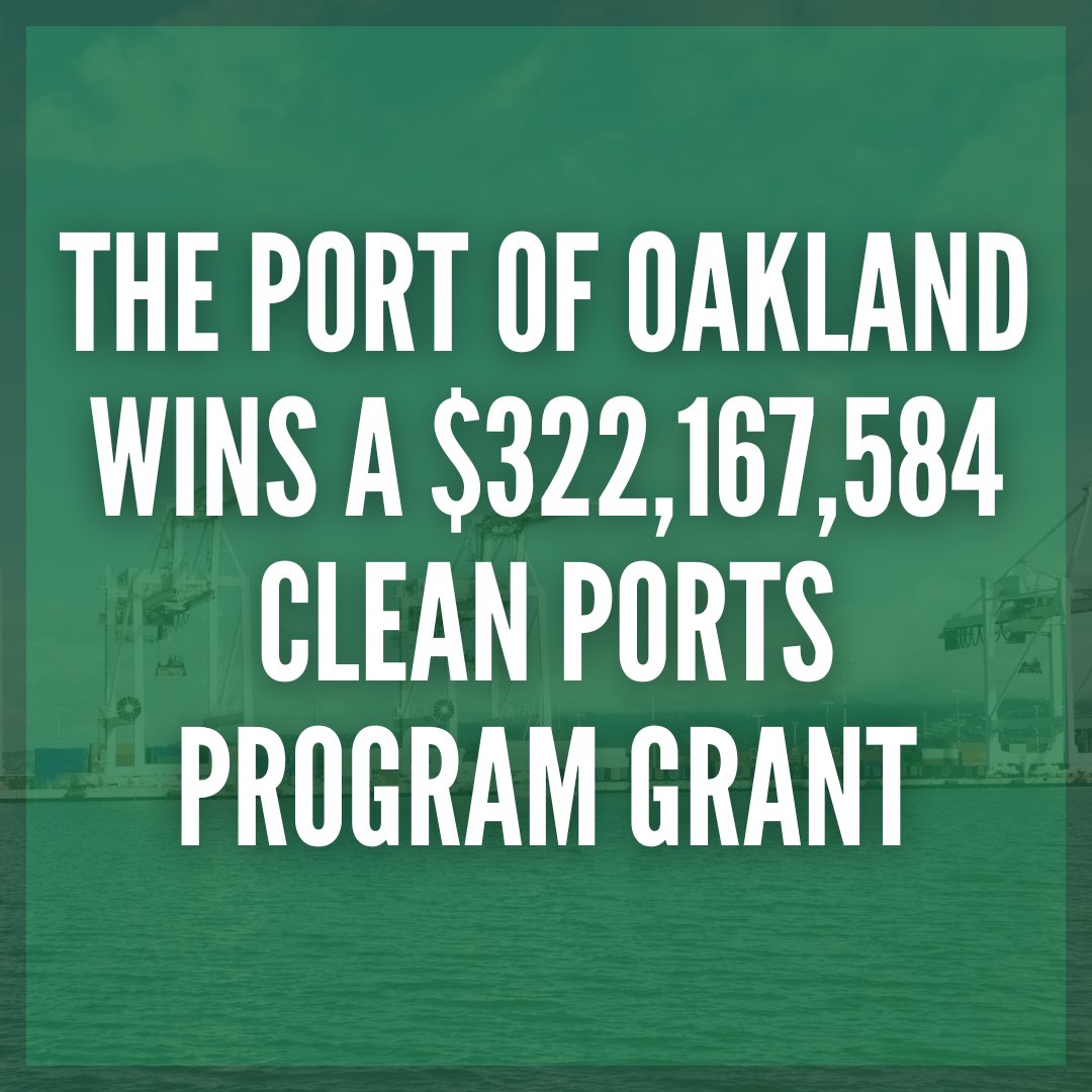 The U.S. Environmental Protection Agency announced that the Port of Oakland won a $322,167,584 Clean Ports Program Grant, - one of the largest grants issued in this round.

I want to thank the Biden Administration for their continued commitment to the residents of Oakland and the